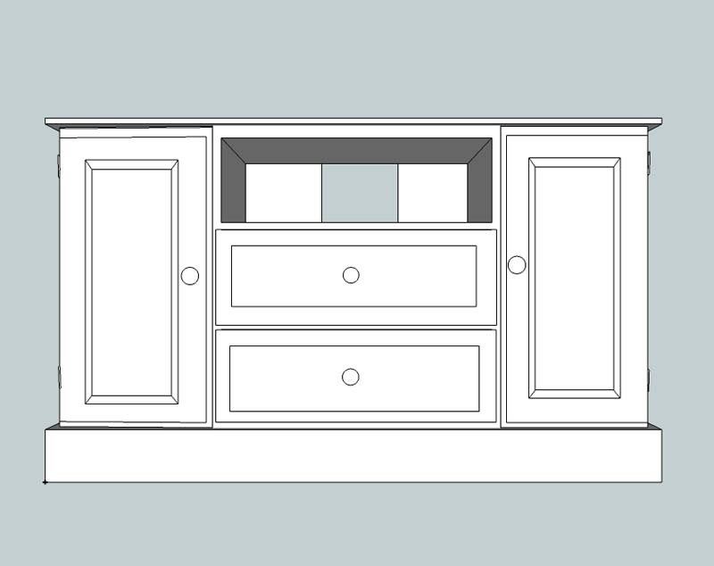 Widescreen 2 Drawer 2 Door Tv Unit ( Loose Shelves )